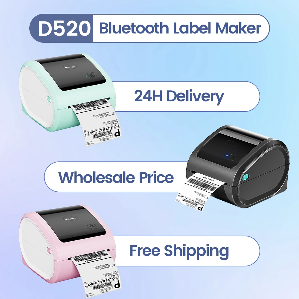 Commercial Label Printing Machine - Wireless Bluethooth Shipping Printer Phomemo D520BT
