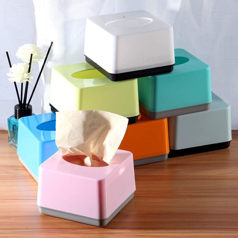 Commercial Printing Logo - Commercial Grade Square Plastic Tissue Box