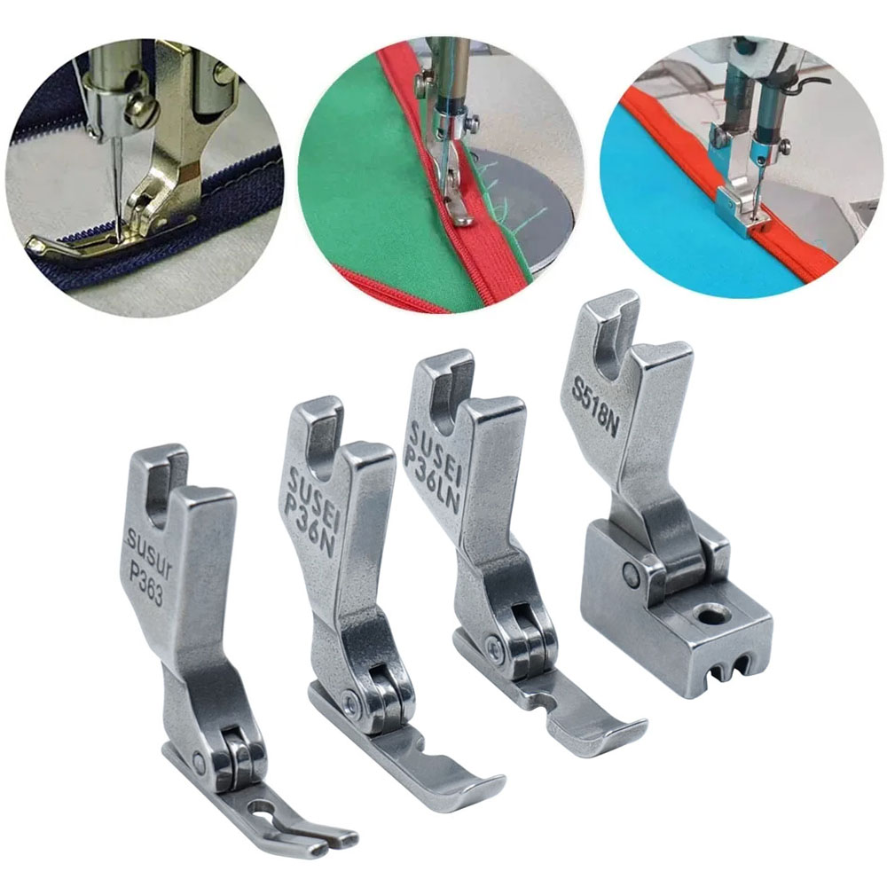 Commercial Embroidery Machine - 4 PCS/Set Zipper Presser Foot Industrial
