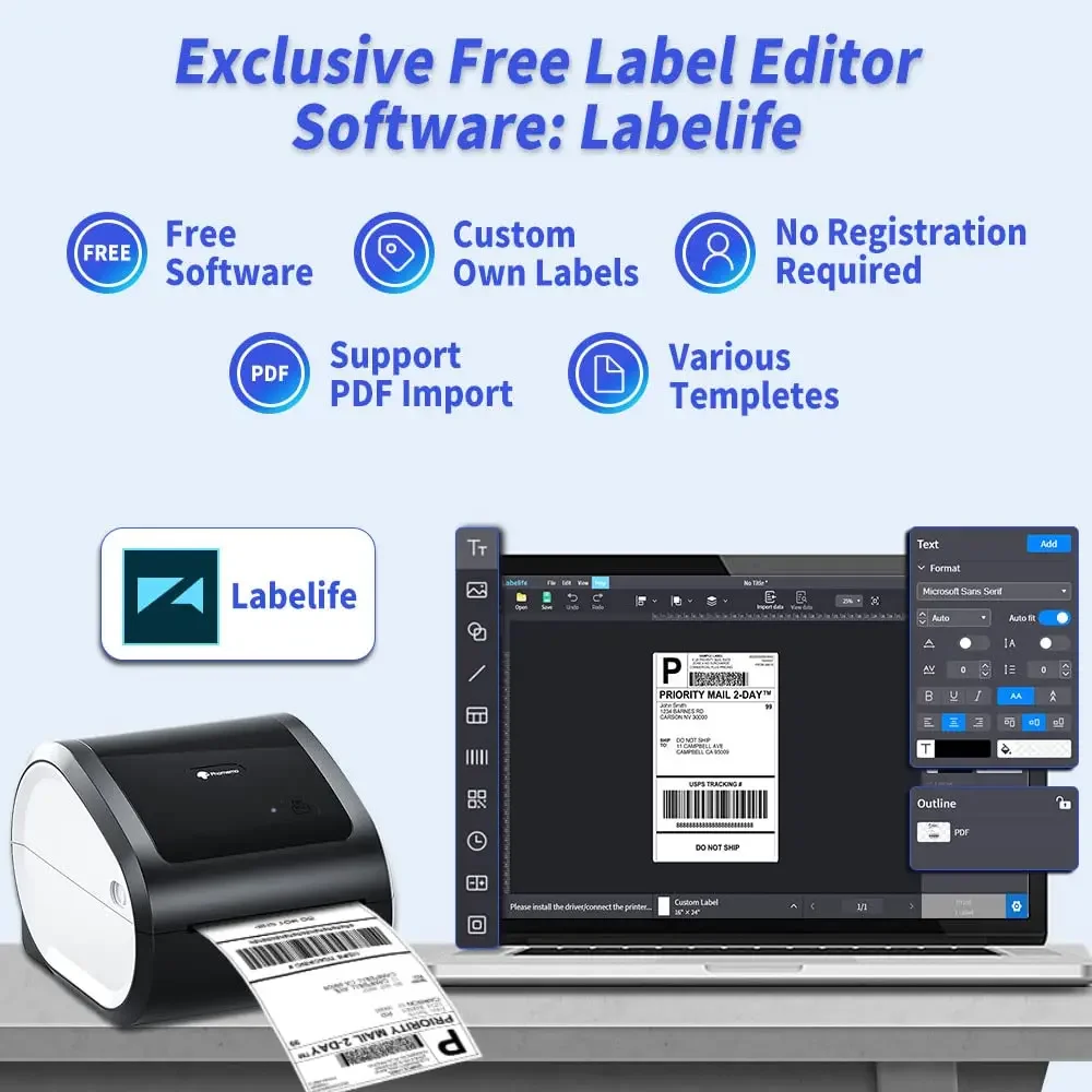 Wireless Bluethooth Shipping P - Commercial Label Printing Machine 评论和价格