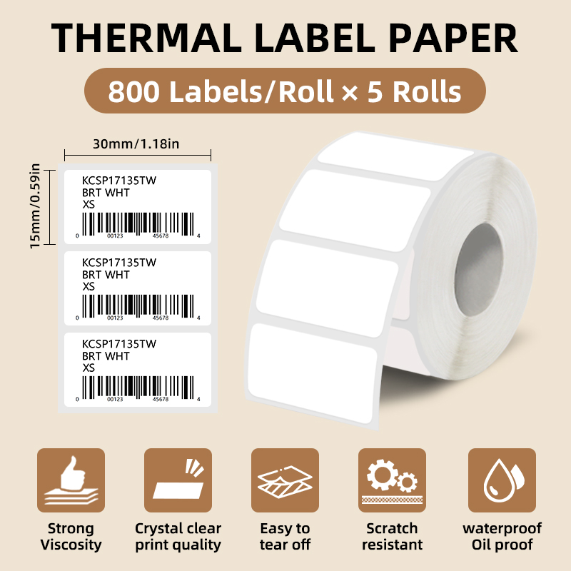 5 Rolls of White Label Sticker - Commercial Label Printing Machine 评论和价格