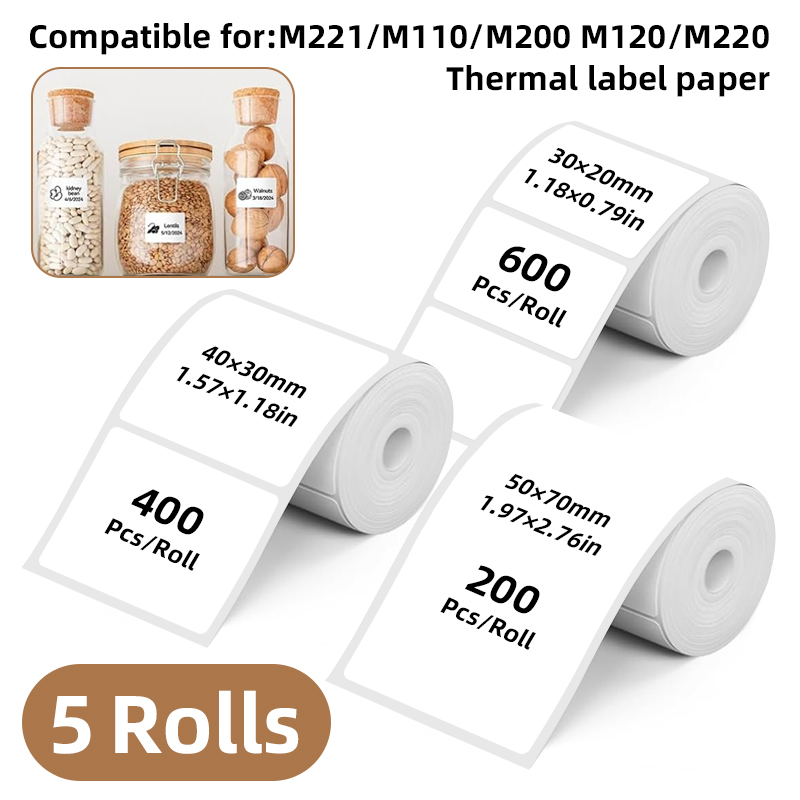 5 Rolls of White Label Sticker - Commercial Label Printing Machine 评论和价格